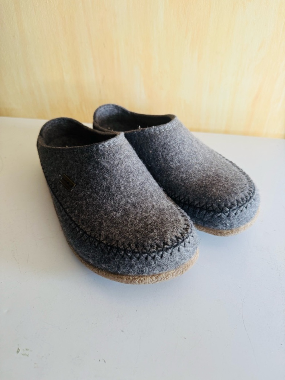 Haflinger Gray Wool Clog Slipper size 43 euro